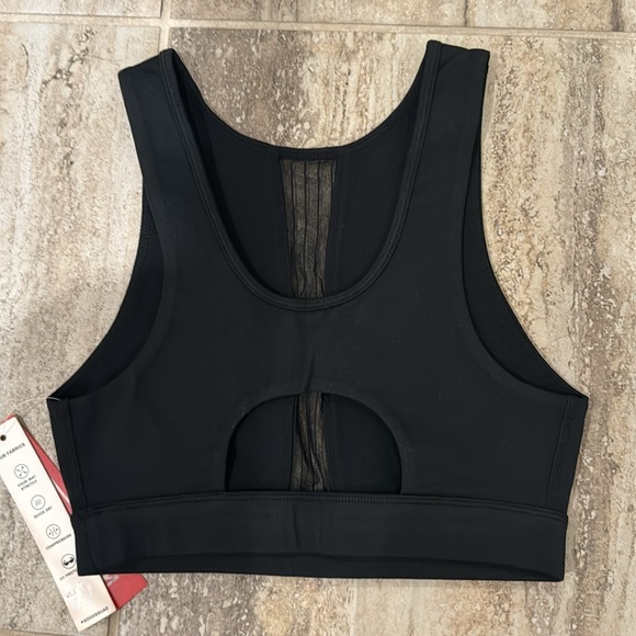 NWT GOOD AMERICAN PINTUCK MESH BRA High Neck Sports Bra Black Small - Picture 5 of 9